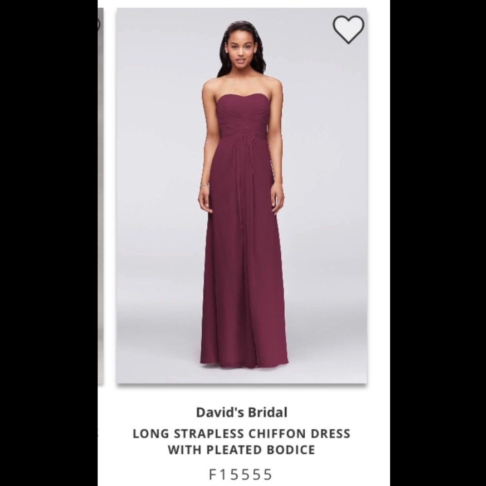 DAVID'S BRIDAL Long Strapless Chiffon Dress